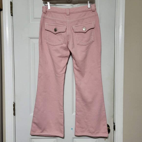Project G Pink Cotton Button Flap Back Pocket Flare Pants - Picture 2 of 11